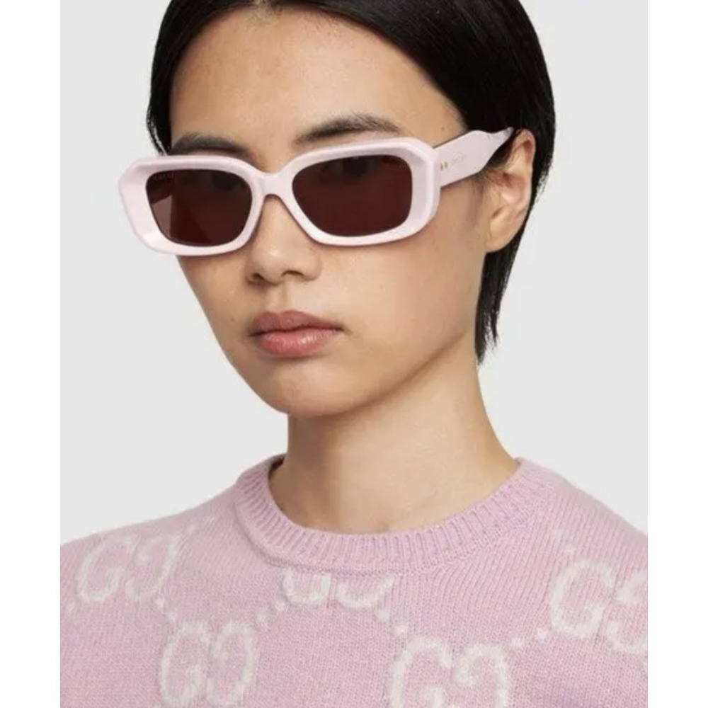 NWT Gucci GG1531SK-003-54 Pink Rectangle 54mm Sunglasses - Picture 3 of 5